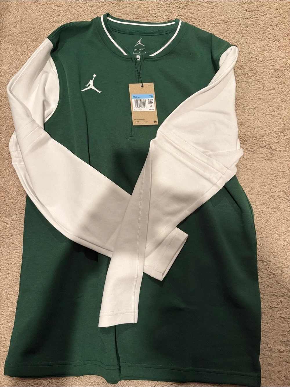 Jordan Green and White Colorblock 1/4 zip Pullover